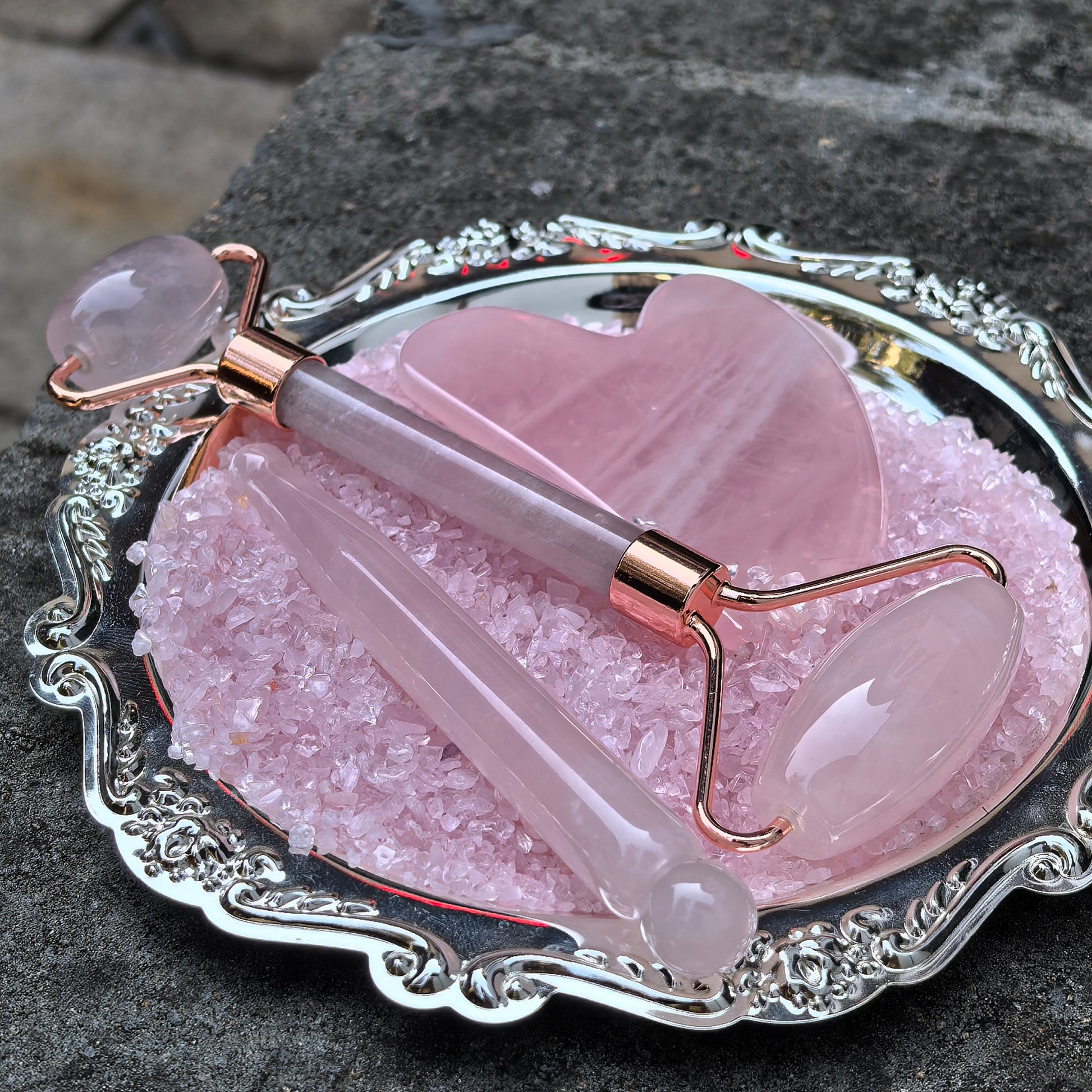 Pink Jade Facial Roller & Gua Sha Set · Acupressure Beauty Ritual