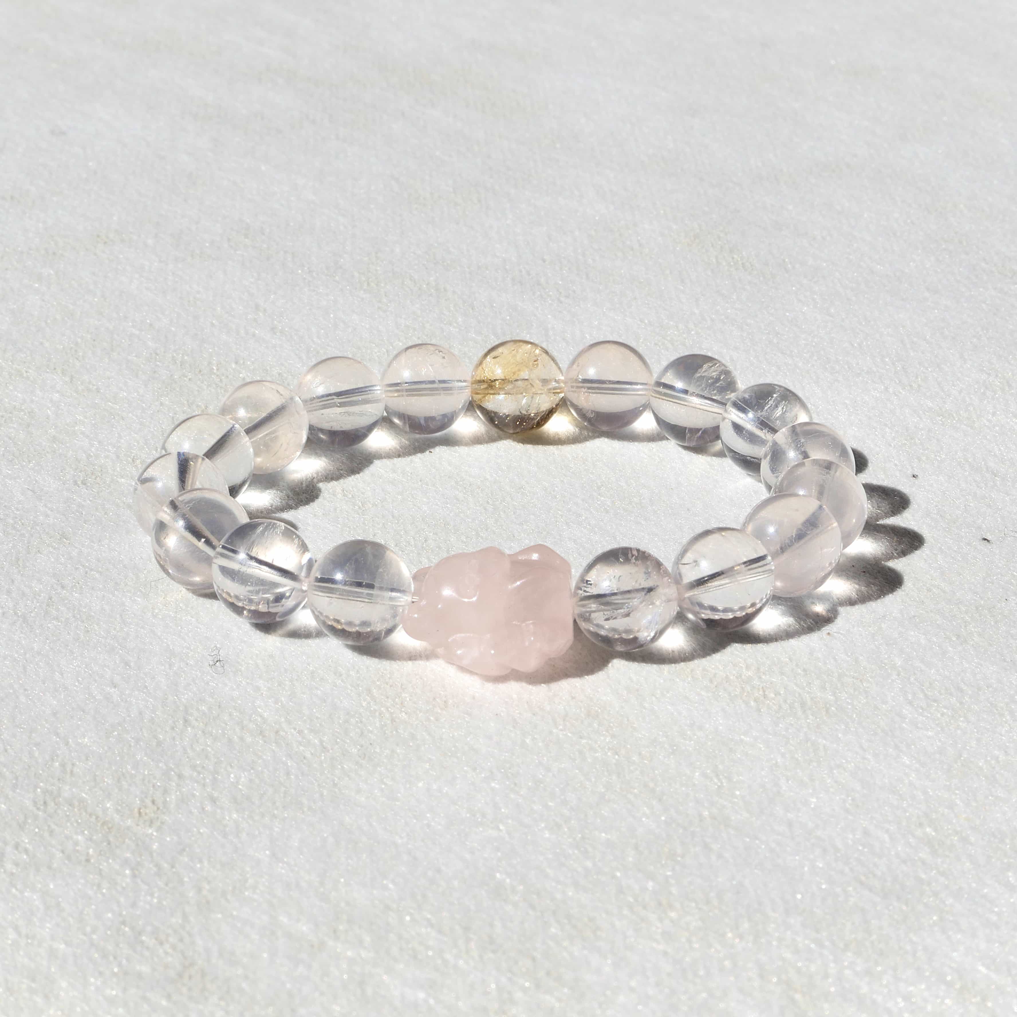 Natural Star Light Rose Quartz with Citrine Nine-Tailed Fox Rose Quartz Bracelet(10mm) | Designer Limited Edition Collection
