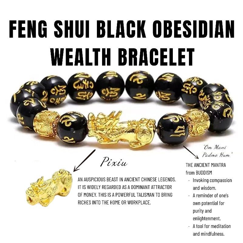 Black Obsidian Pi Xiu Bracelet - 8fortune