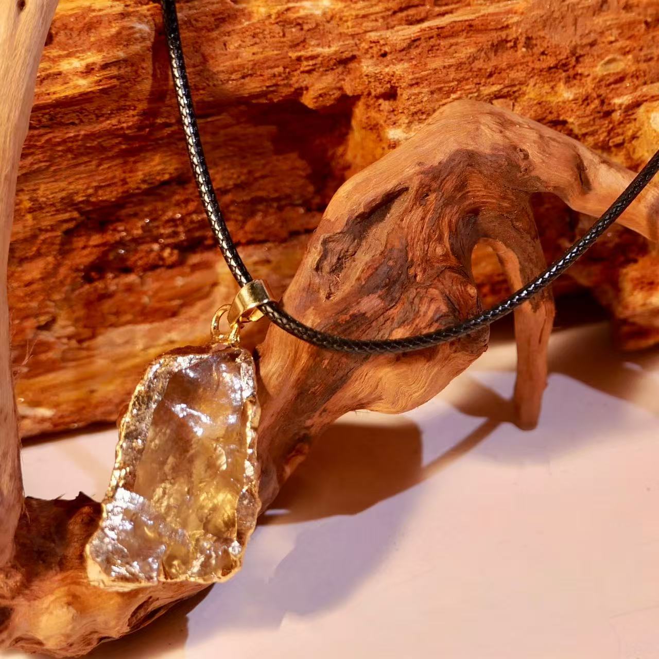 Citrine Transparent Raw Pendant - 8fortune
