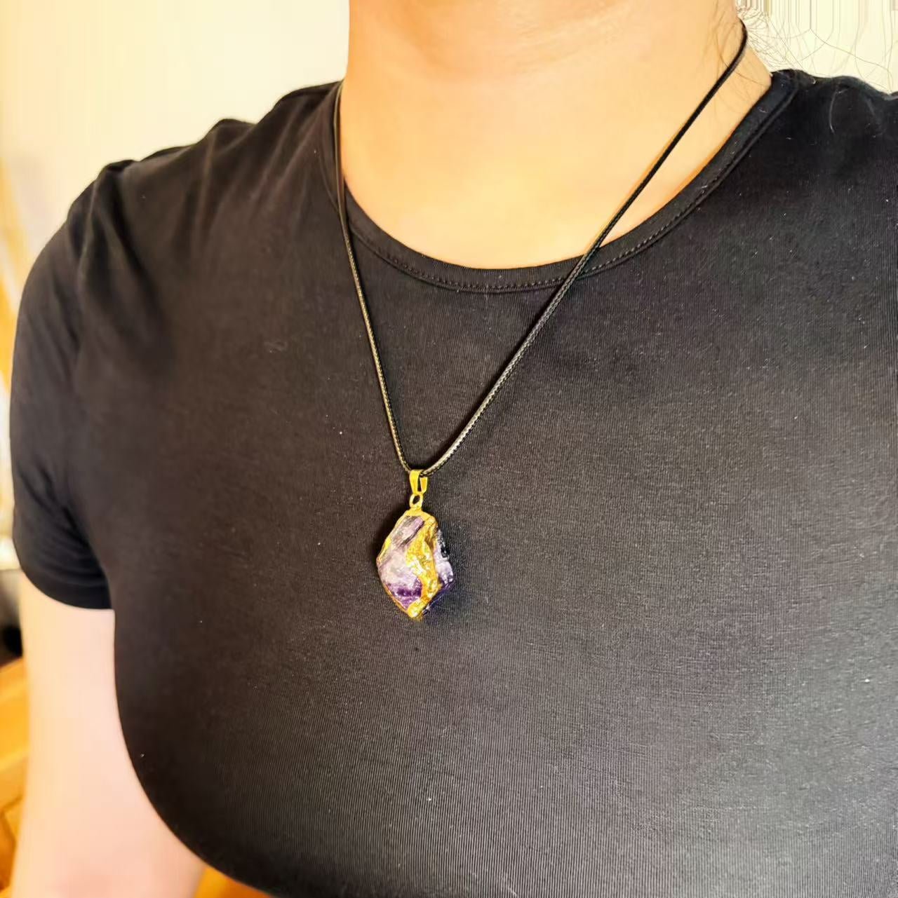 Raw Amethyst Gold Pendant - 8fortune
